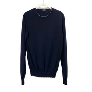 Jill Sander cotton contrast trim Sweater Size 44‎ navy blue made in Italy